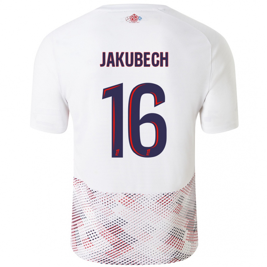 Hombre Fútbol Camiseta Adam Jakubech #16 Blanco Azul Real 2ª Equipación 2024/25 Perú