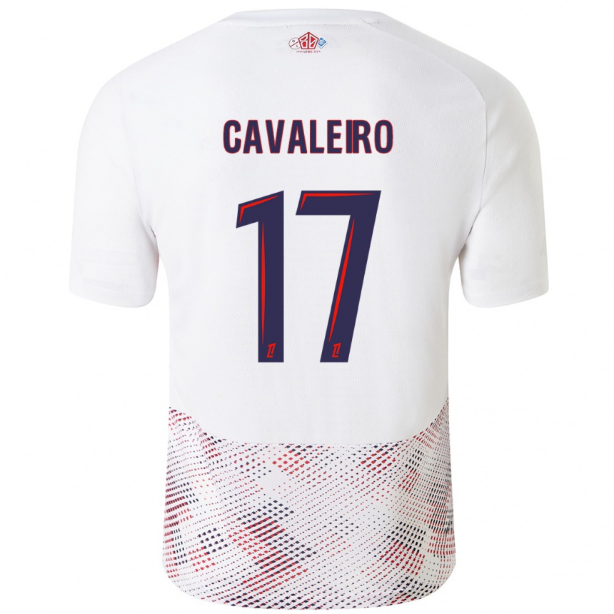 Hombre Fútbol Camiseta Ivan Cavaleiro #17 Blanco Azul Real 2ª Equipación 2024/25 Perú