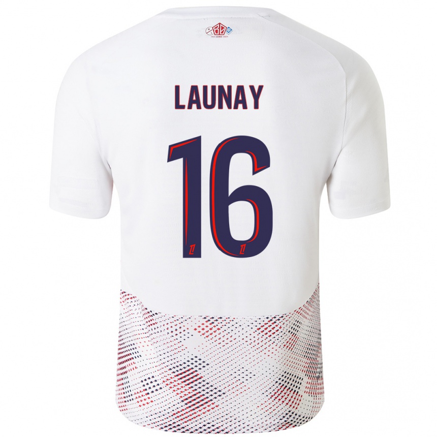 Hombre Fútbol Camiseta Elisa Launay #16 Blanco Azul Real 2ª Equipación 2024/25 Perú