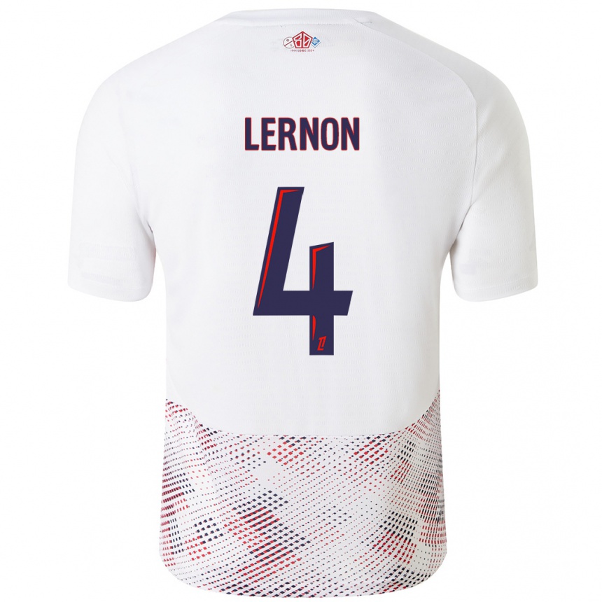 Hombre Fútbol Camiseta Jessica Lernon #4 Blanco Azul Real 2ª Equipación 2024/25 Perú