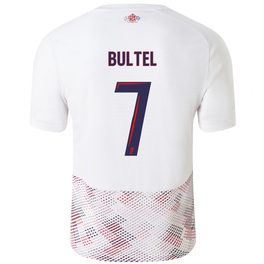 Hombre Fútbol Camiseta Ludivine Bultel #7 Blanco Azul Real 2ª Equipación 2024/25 Perú