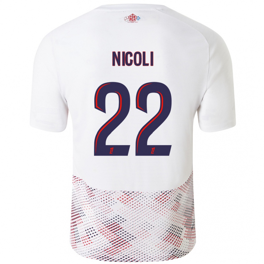 Hombre Fútbol Camiseta Morgane Nicoli #22 Blanco Azul Real 2ª Equipación 2024/25 Perú