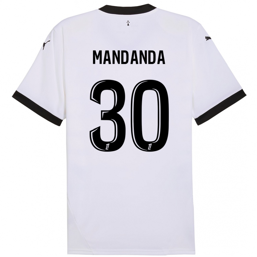 Hombre Fútbol Camiseta Steve Mandanda #30 Blanco Negro 2ª Equipación 2024/25 Perú