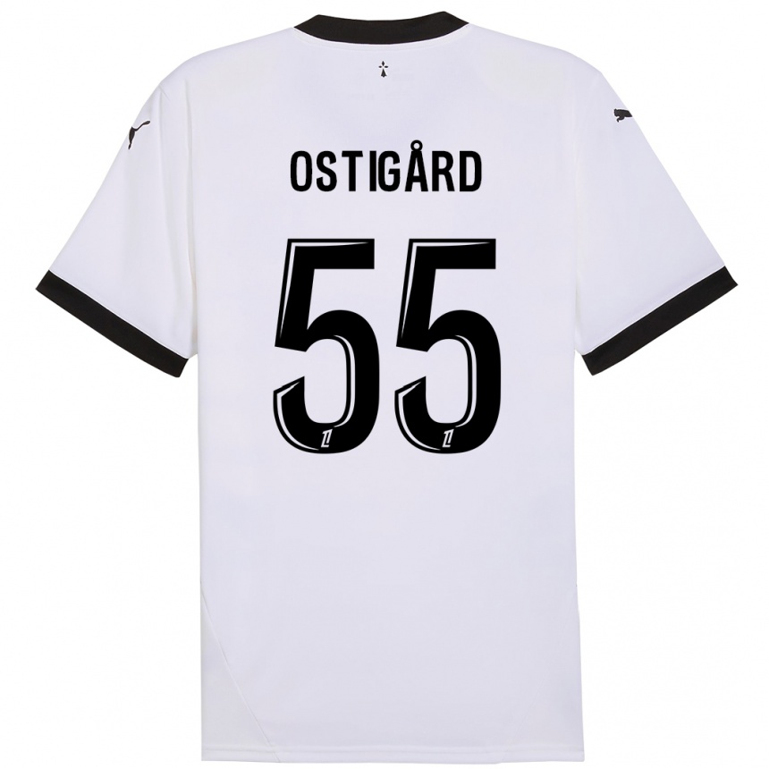 Hombre Fútbol Camiseta Leo Ostigard #55 Blanco Negro 2ª Equipación 2024/25 Perú