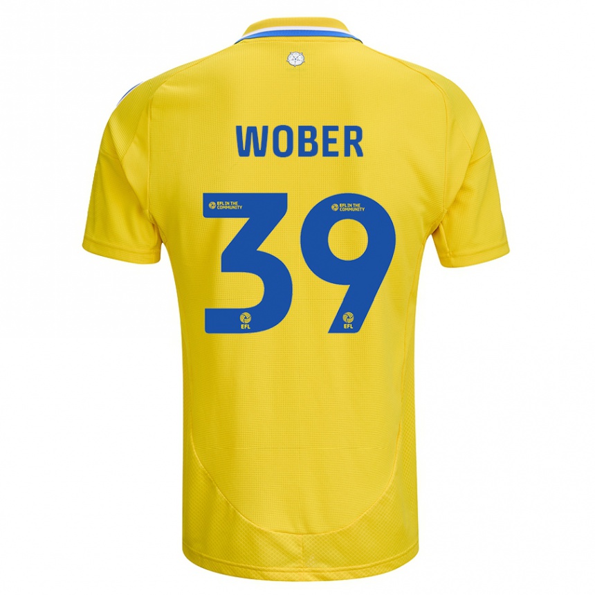 Hombre Fútbol Camiseta Maximilian Wöber #39 Amarillo Azul 2ª Equipación 2024/25 Perú