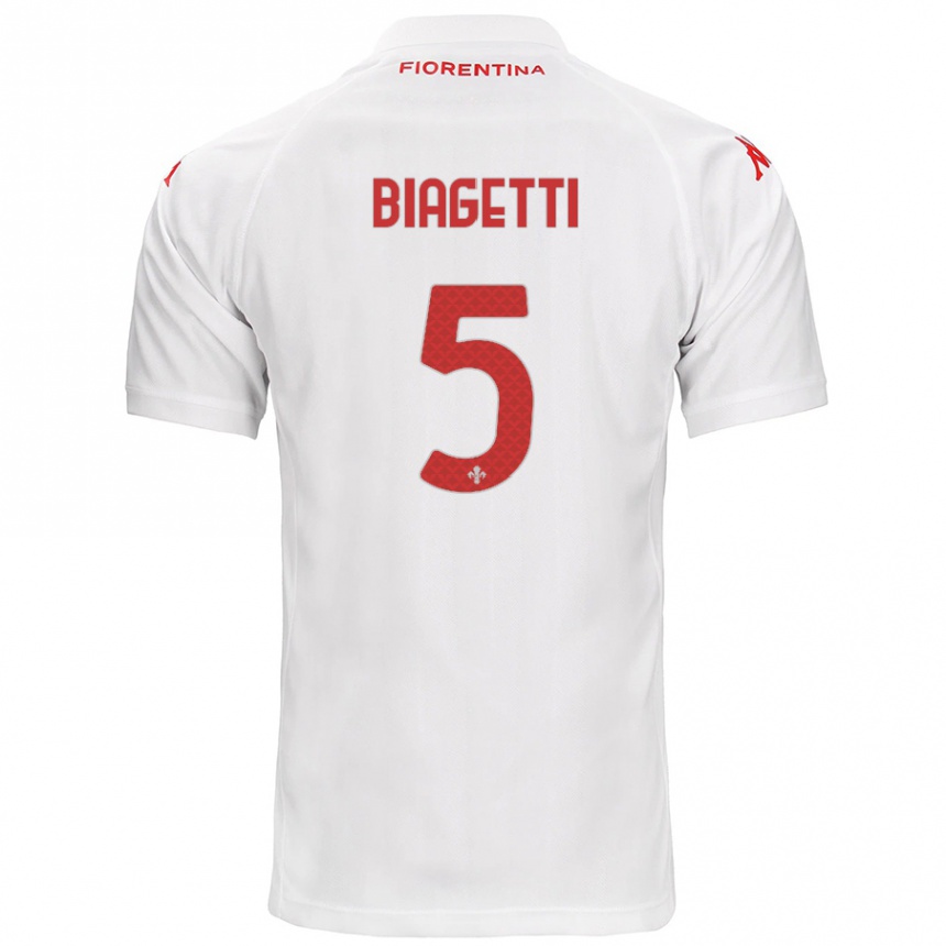 Hombre Fútbol Camiseta Christian Biagetti #5 Blanco 2ª Equipación 2024/25 Perú