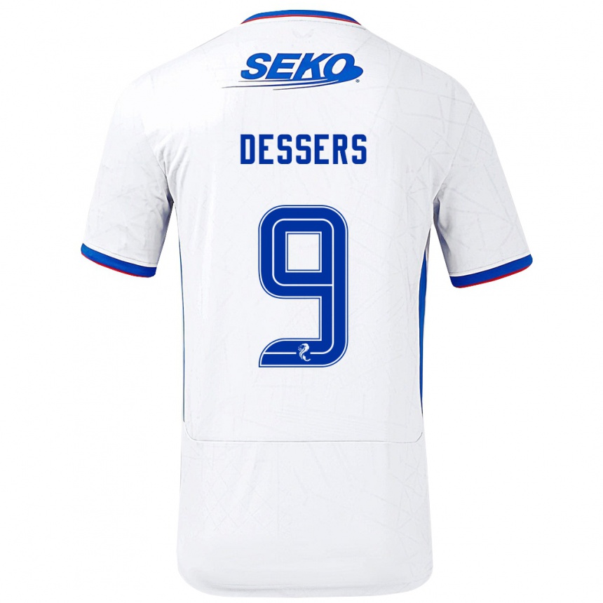 Hombre Fútbol Camiseta Cyriel Dessers #9 Blanco Azul 2ª Equipación 2024/25 Perú