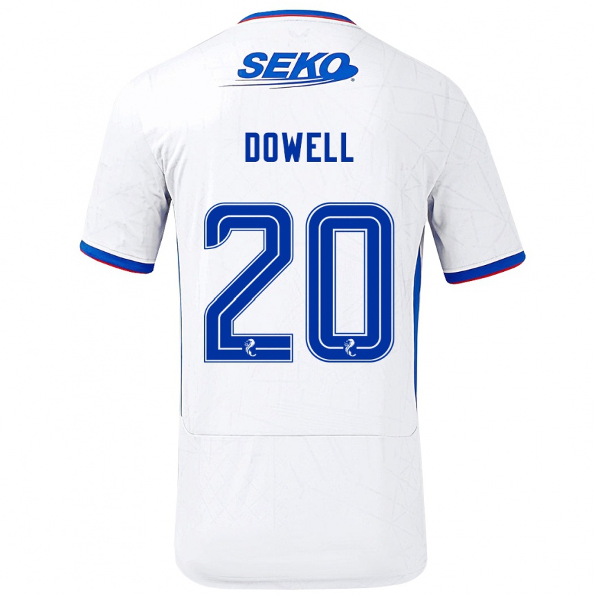 Hombre Fútbol Camiseta Kieran Dowell #20 Blanco Azul 2ª Equipación 2024/25 Perú