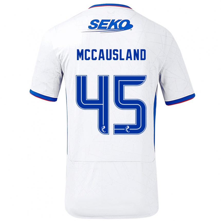 Hombre Fútbol Camiseta Ross Mccausland #45 Blanco Azul 2ª Equipación 2024/25 Perú