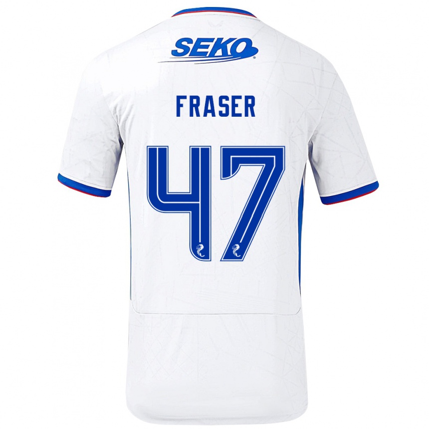 Hombre Fútbol Camiseta Robbie Fraser #47 Blanco Azul 2ª Equipación 2024/25 Perú