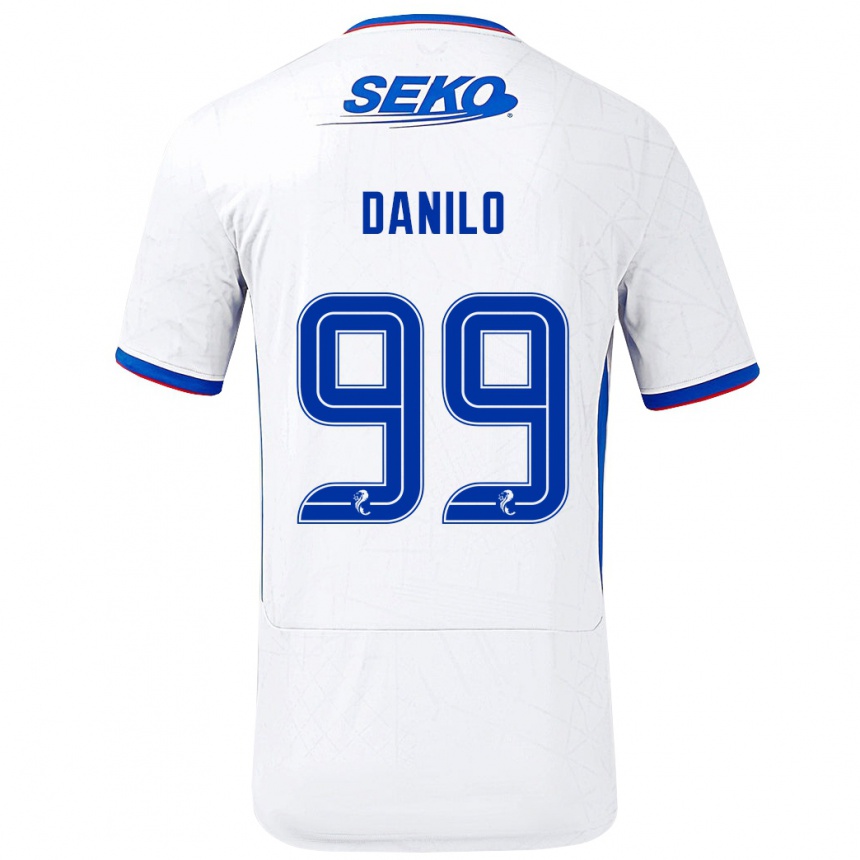 Hombre Fútbol Camiseta Danilo #99 Blanco Azul 2ª Equipación 2024/25 Perú