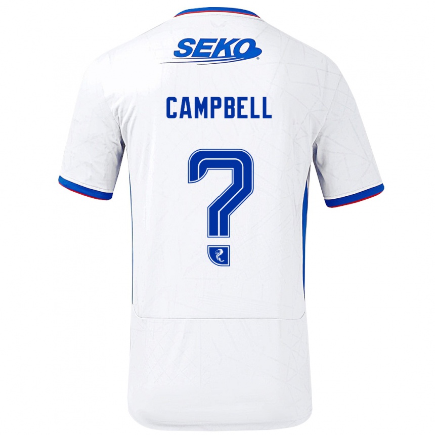 Hombre Fútbol Camiseta Connor Campbell #0 Blanco Azul 2ª Equipación 2024/25 Perú