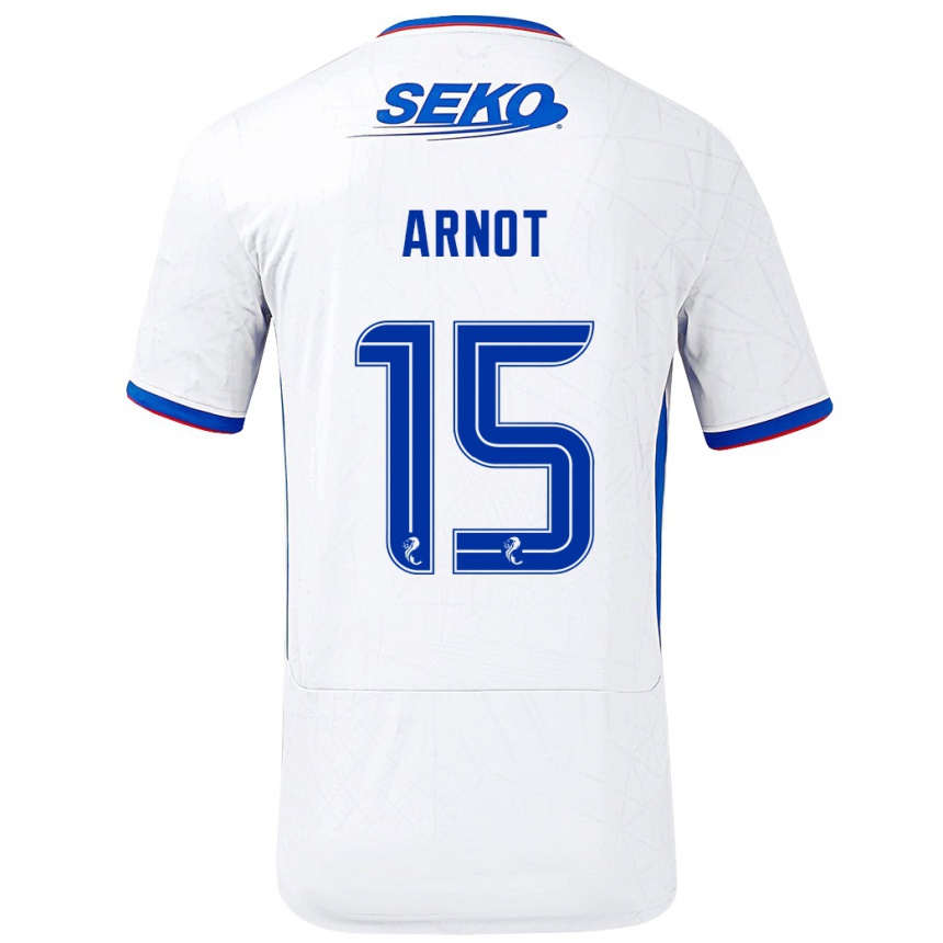 Hombre Fútbol Camiseta Elizabeth Arnot #15 Blanco Azul 2ª Equipación 2024/25 Perú