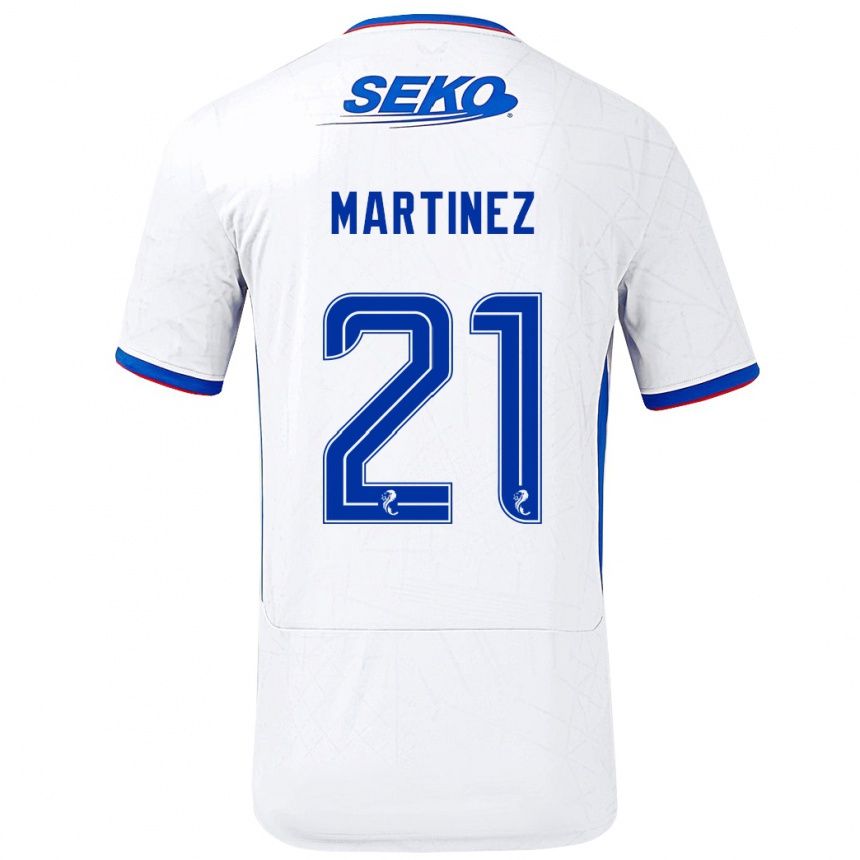 Hombre Fútbol Camiseta Lisa Martinez #21 Blanco Azul 2ª Equipación 2024/25 Perú