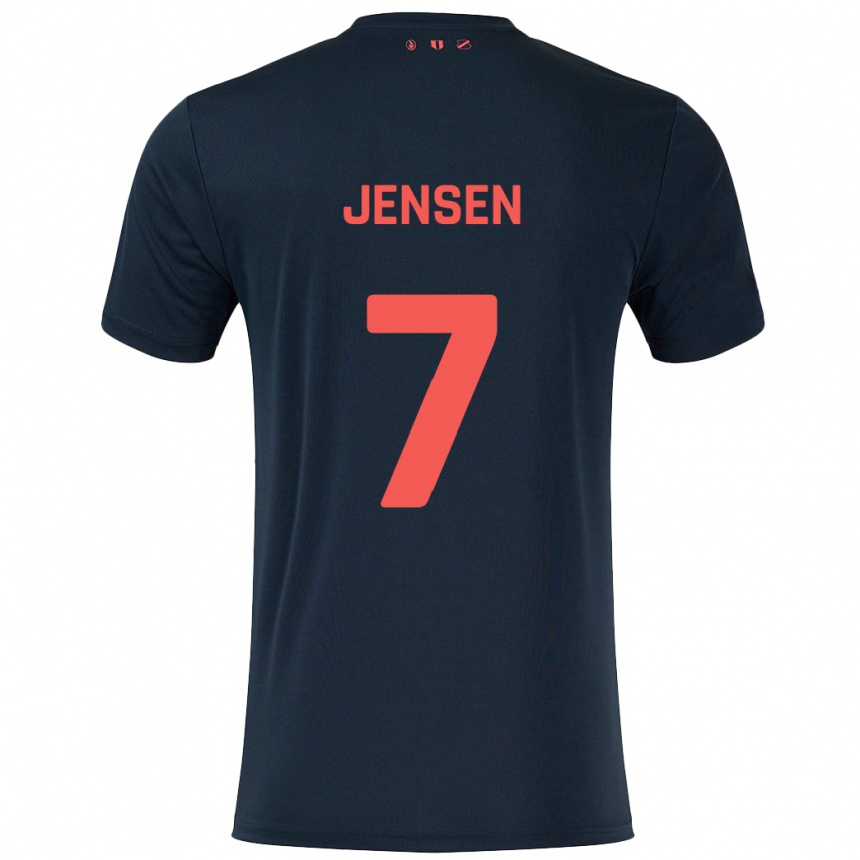 Hombre Fútbol Camiseta Victor Jensen #7 Negro Rojo 2ª Equipación 2024/25 Perú