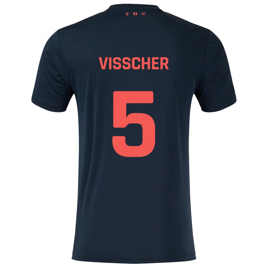 Hombre Fútbol Camiseta Amber Visscher #5 Negro Rojo 2ª Equipación 2024/25 Perú