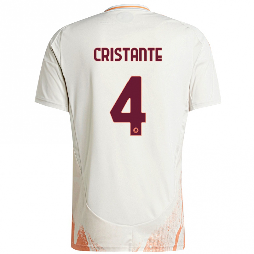 Hombre Fútbol Camiseta Bryan Cristante #4 Crema Blanco Naranja 2ª Equipación 2024/25 Perú