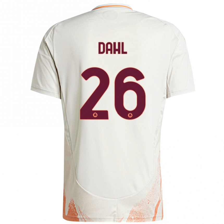 Hombre Fútbol Camiseta Samuel Dahl #26 Crema Blanco Naranja 2ª Equipación 2024/25 Perú