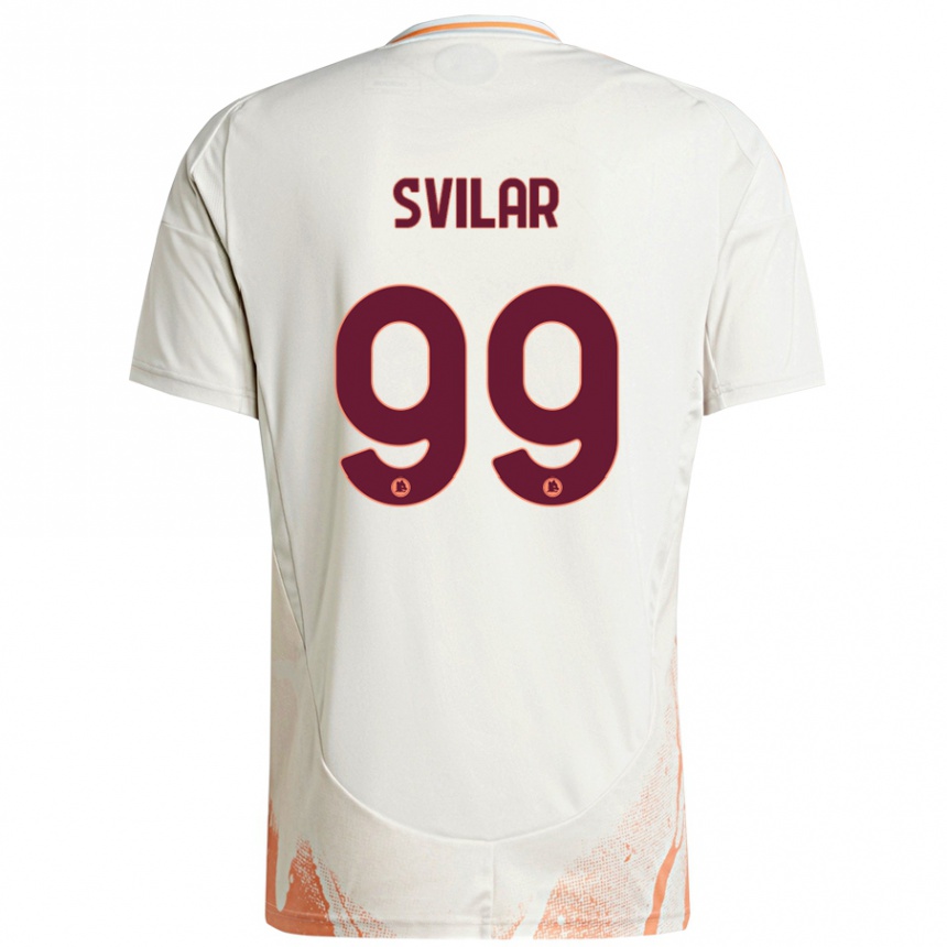 Hombre Fútbol Camiseta Mile Svilar #99 Crema Blanco Naranja 2ª Equipación 2024/25 Perú