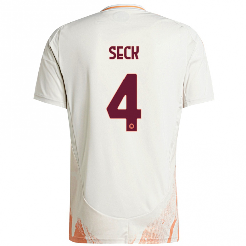 Hombre Fútbol Camiseta Mohamed Seck #4 Crema Blanco Naranja 2ª Equipación 2024/25 Perú