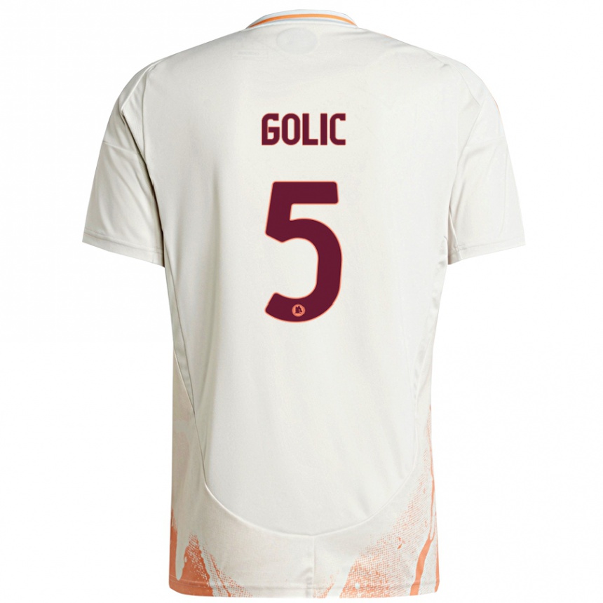 Hombre Fútbol Camiseta Lovro Golic #5 Crema Blanco Naranja 2ª Equipación 2024/25 Perú