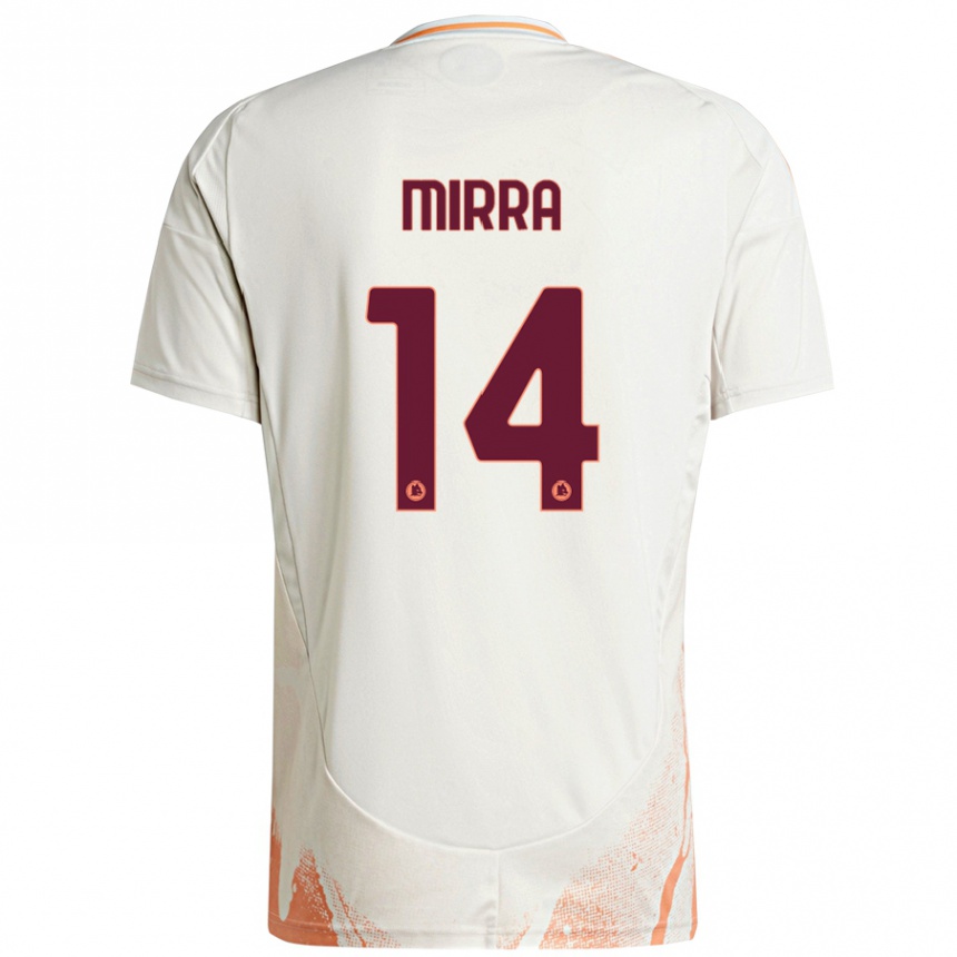 Hombre Fútbol Camiseta Jacopo Mirra #14 Crema Blanco Naranja 2ª Equipación 2024/25 Perú