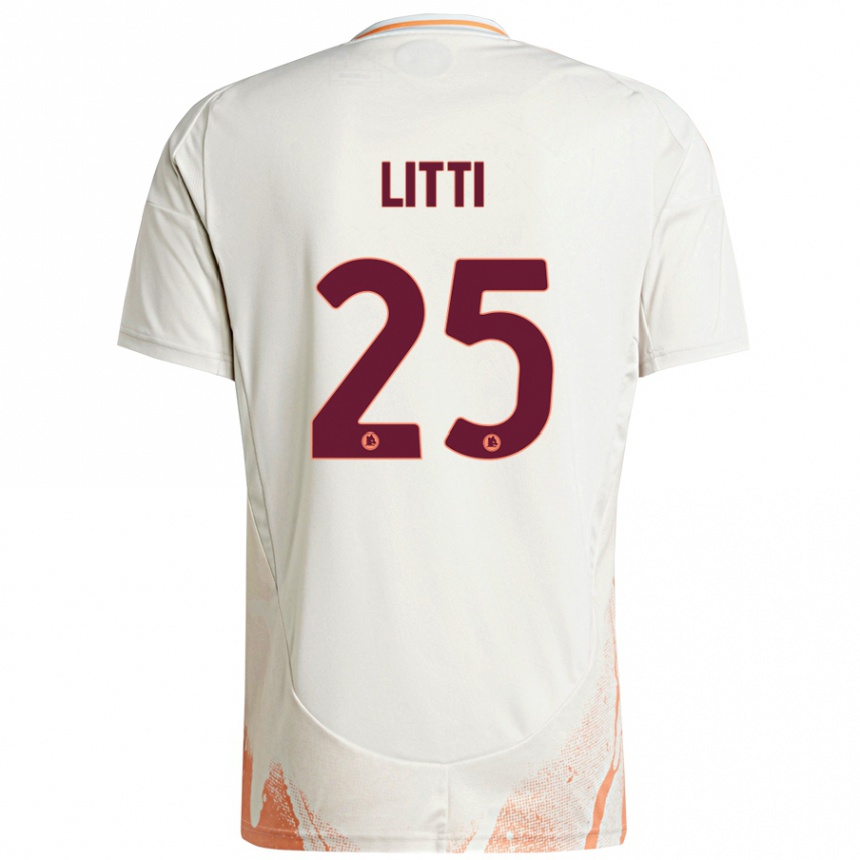 Hombre Fútbol Camiseta Marco Litti #25 Crema Blanco Naranja 2ª Equipación 2024/25 Perú