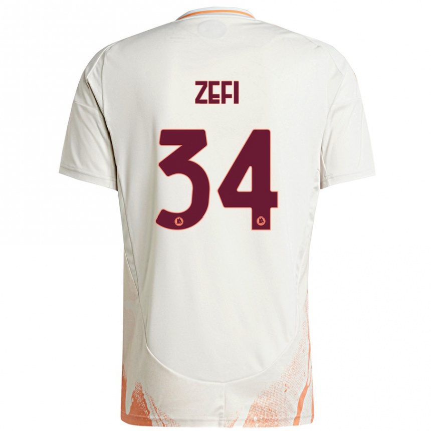 Hombre Fútbol Camiseta Kevin Zefi #34 Crema Blanco Naranja 2ª Equipación 2024/25 Perú