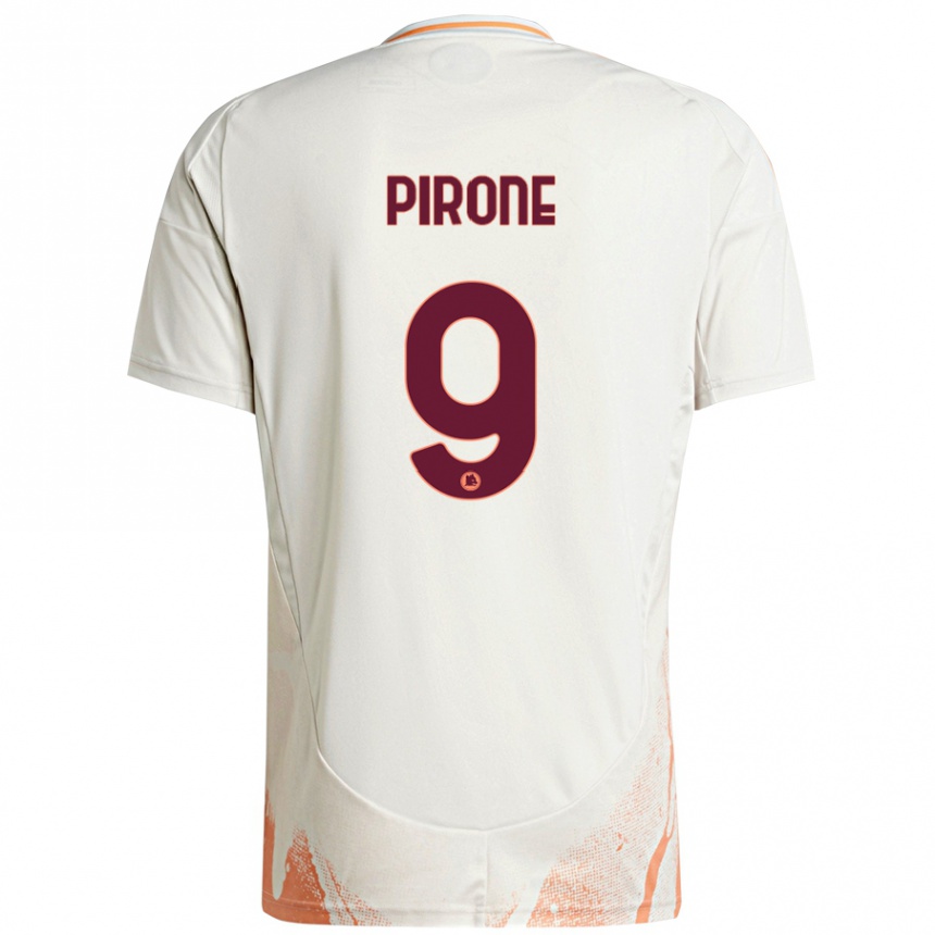 Hombre Fútbol Camiseta Valeria Pirone #9 Crema Blanco Naranja 2ª Equipación 2024/25 Perú