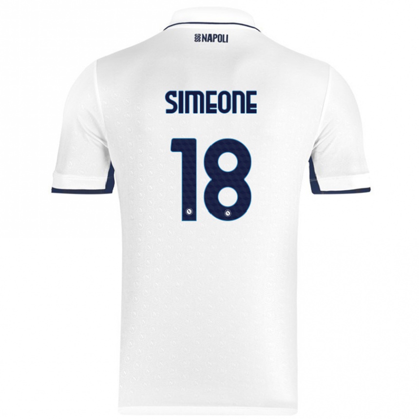 Hombre Fútbol Camiseta Giovanni Simeone #18 Blanco Azul Real 2ª Equipación 2024/25 Perú