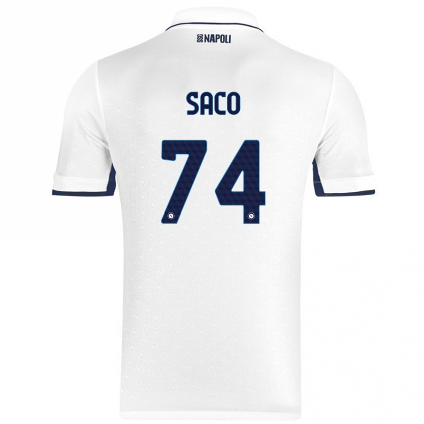 Hombre Fútbol Camiseta Coli Saco #74 Blanco Azul Real 2ª Equipación 2024/25 Perú