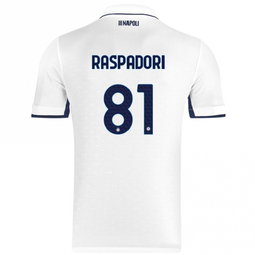 Hombre Fútbol Camiseta Giacomo Raspadori #81 Blanco Azul Real 2ª Equipación 2024/25 Perú