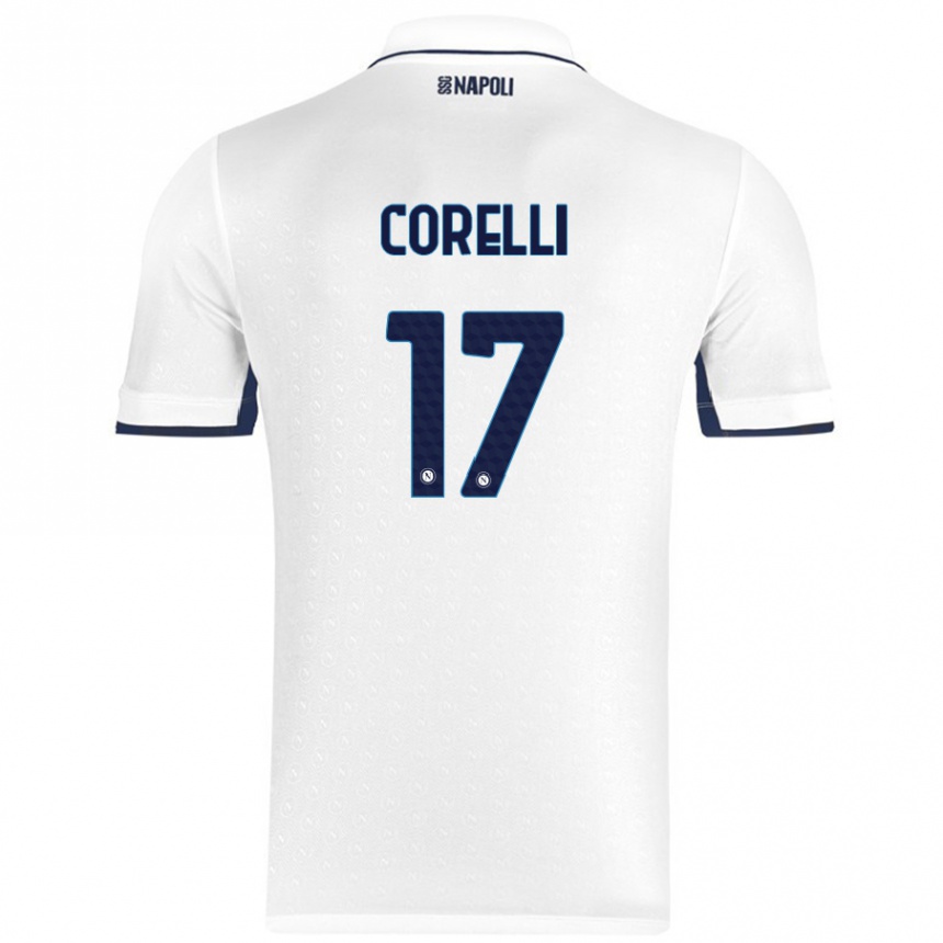 Hombre Fútbol Camiseta Alice Corelli #17 Blanco Azul Real 2ª Equipación 2024/25 Perú