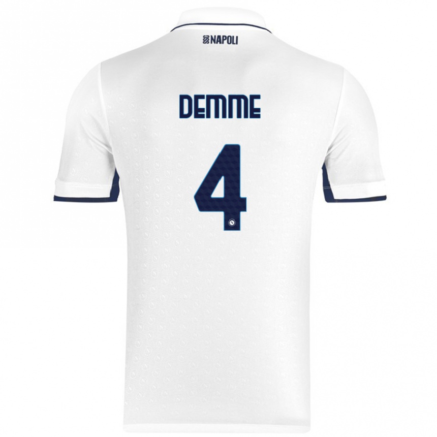 Hombre Fútbol Camiseta Diego Demme #4 Blanco Azul Real 2ª Equipación 2024/25 Perú