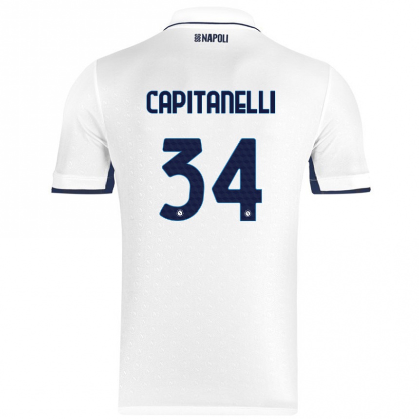 Hombre Fútbol Camiseta Ilaria Capitanelli #34 Blanco Azul Real 2ª Equipación 2024/25 Perú