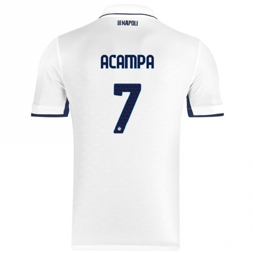 Hombre Fútbol Camiseta Davide Acampa #7 Blanco Azul Real 2ª Equipación 2024/25 Perú