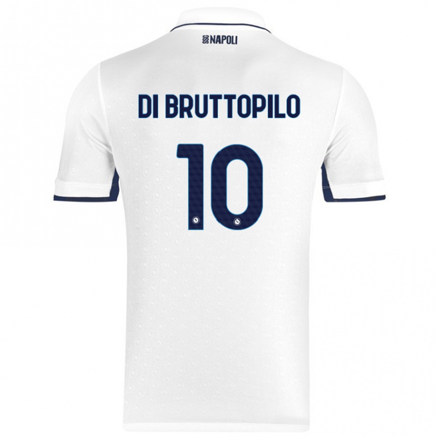 Hombre Fútbol Camiseta Giuseppe Ambrosino Di Bruttopilo #10 Blanco Azul Real 2ª Equipación 2024/25 Perú