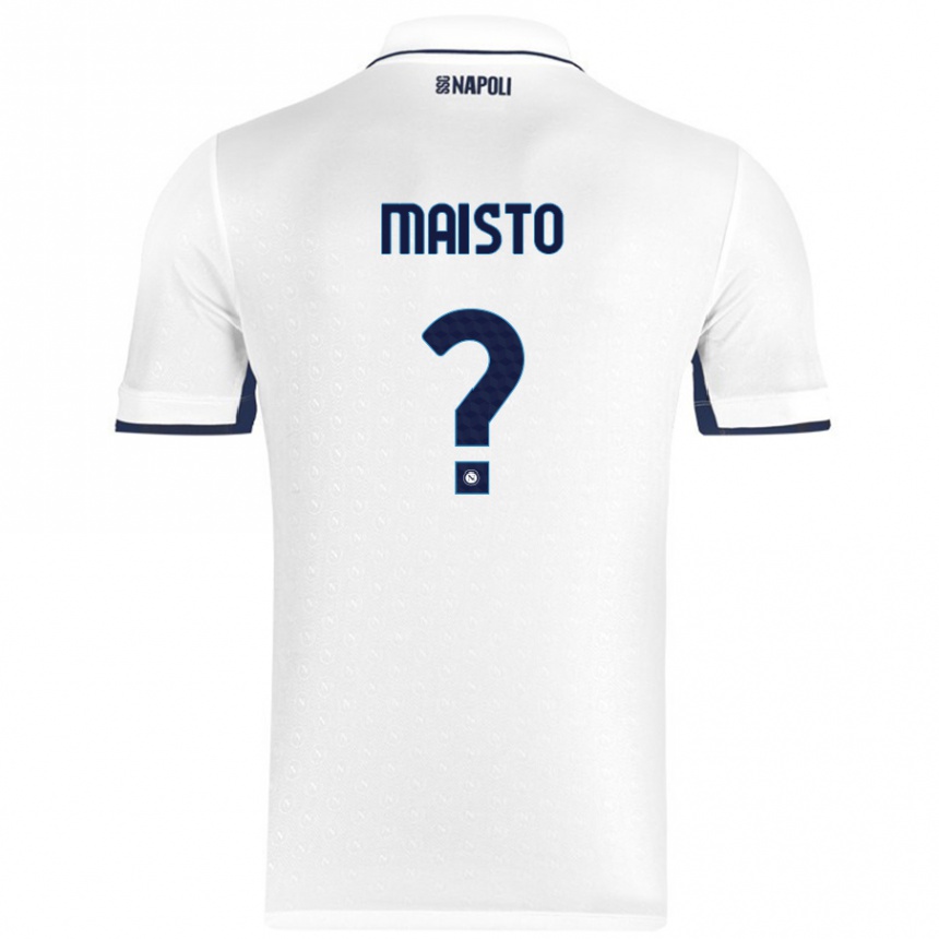 Hombre Fútbol Camiseta Antonio Maisto #0 Blanco Azul Real 2ª Equipación 2024/25 Perú