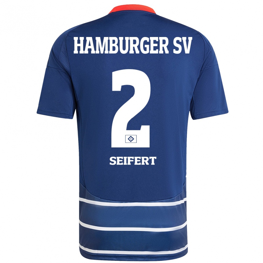 Hombre Fútbol Camiseta Luis Seifert #2 Azul Oscuro 2ª Equipación 2024/25 Perú