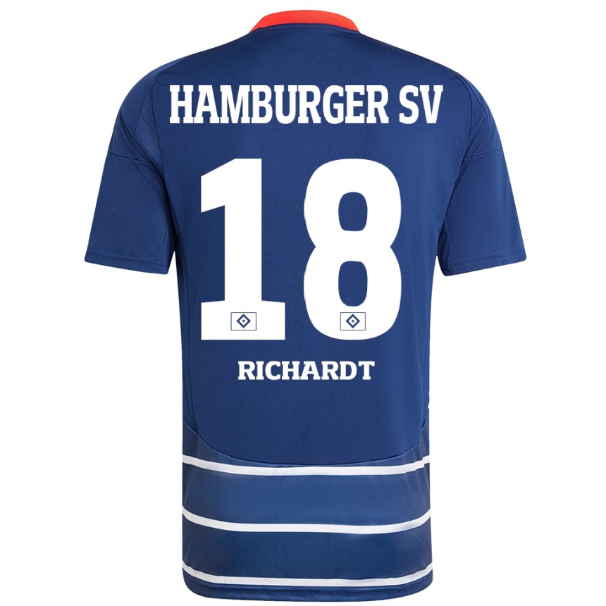 Hombre Fútbol Camiseta Dayo Richardt #18 Azul Oscuro 2ª Equipación 2024/25 Perú