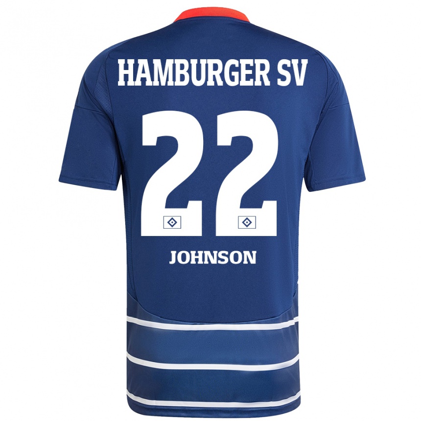 Hombre Fútbol Camiseta Emmanuel Johnson #22 Azul Oscuro 2ª Equipación 2024/25 Perú