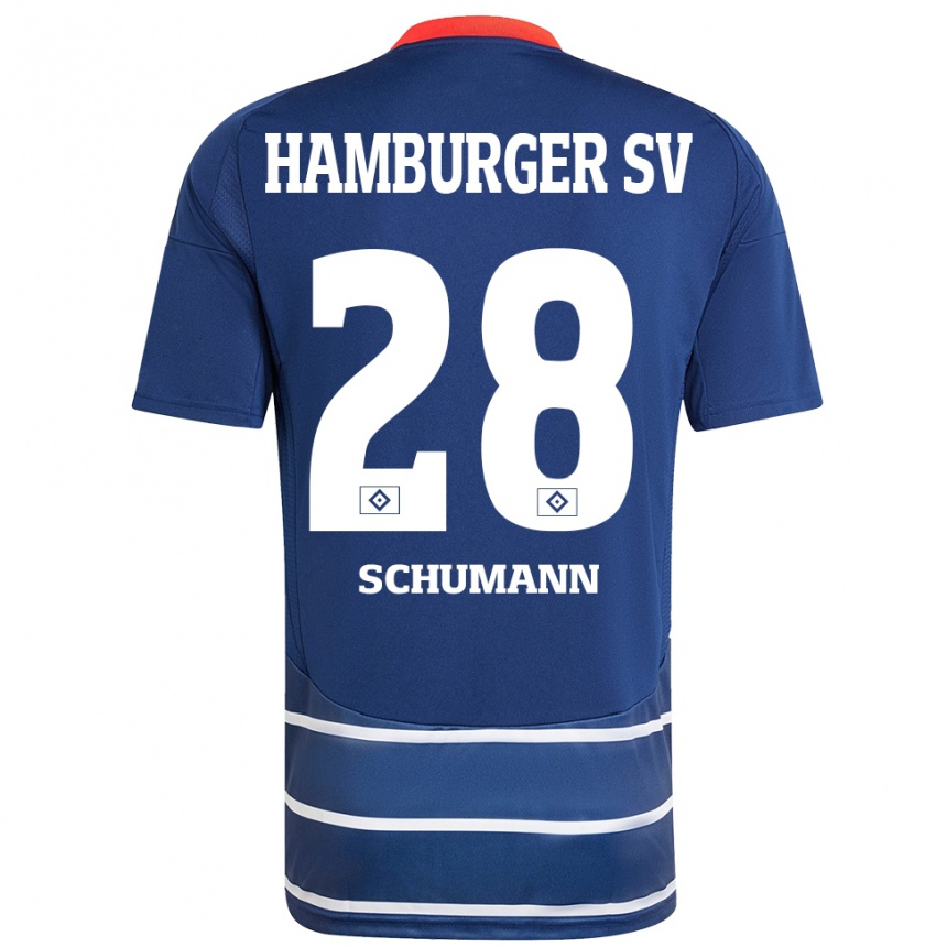 Hombre Fútbol Camiseta Henri Maximilian Schümann #28 Azul Oscuro 2ª Equipación 2024/25 Perú