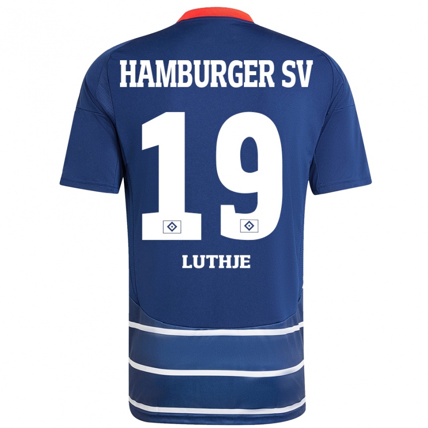 Hombre Fútbol Camiseta Niel Lüthje #19 Azul Oscuro 2ª Equipación 2024/25 Perú