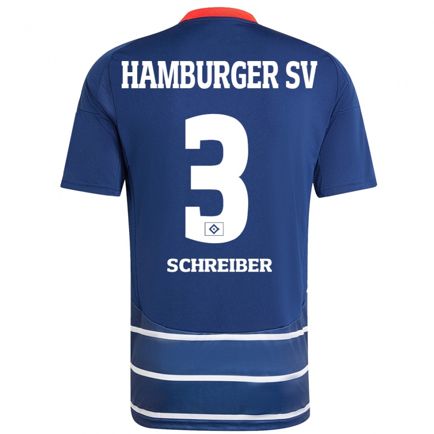 Hombre Fútbol Camiseta David Schreiber #3 Azul Oscuro 2ª Equipación 2024/25 Perú