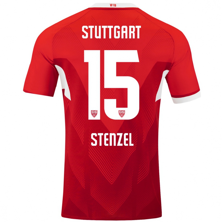 Hombre Fútbol Camiseta Pascal Stenzel #15 Rojo Blanco 2ª Equipación 2024/25 Perú