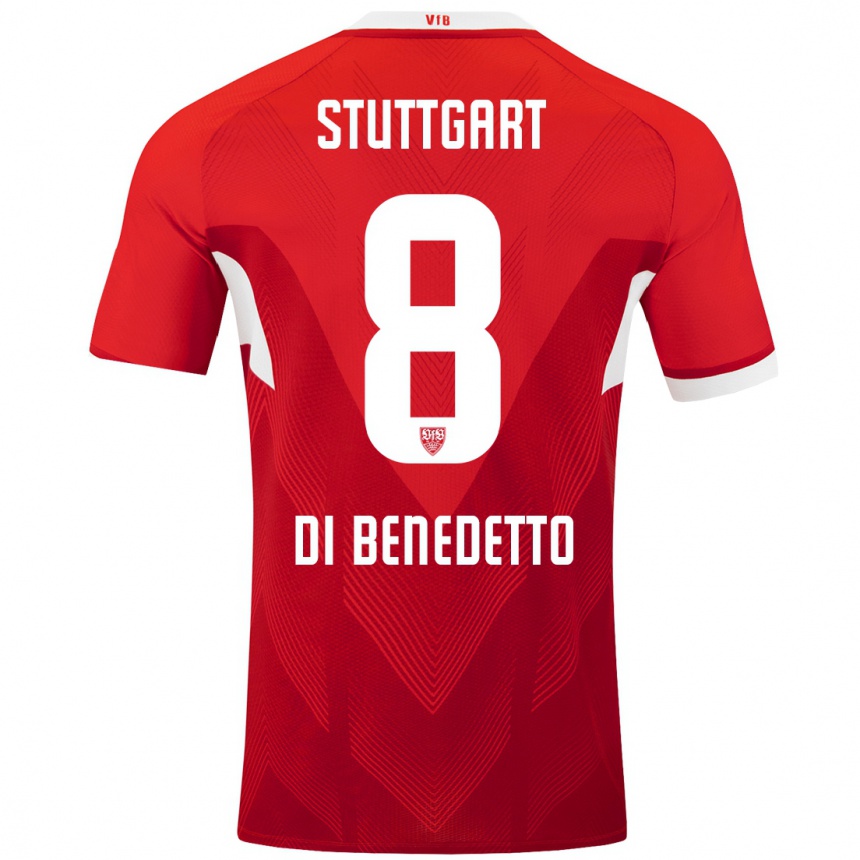 Hombre Fútbol Camiseta Samuele Di Benedetto #8 Rojo Blanco 2ª Equipación 2024/25 Perú