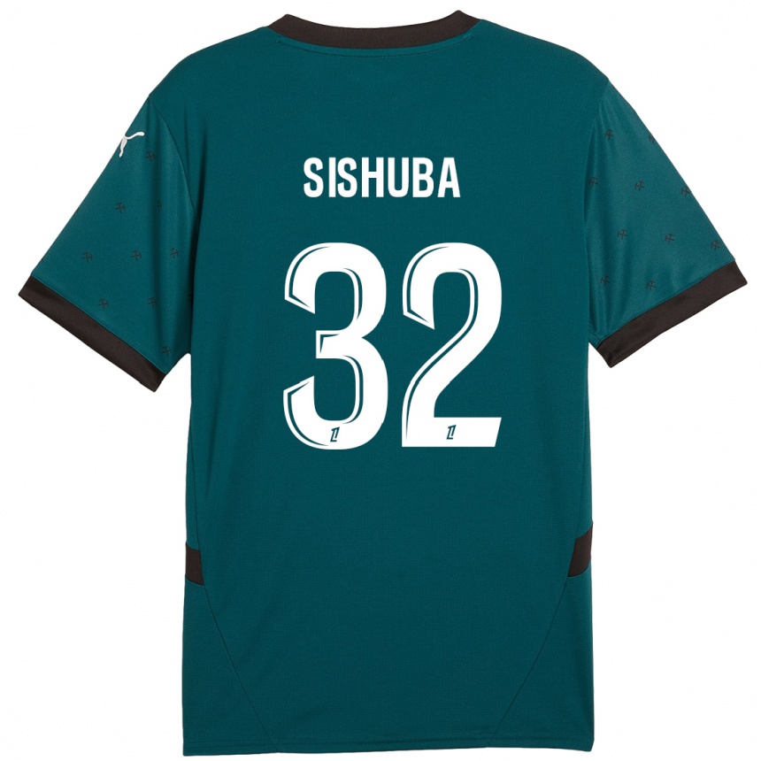 Hombre Fútbol Camiseta Ayanda Sishuba #32 Verde Oscuro 2ª Equipación 2024/25 Perú