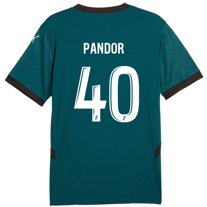 Hombre Fútbol Camiseta Yannick Pandor #40 Verde Oscuro 2ª Equipación 2024/25 Perú