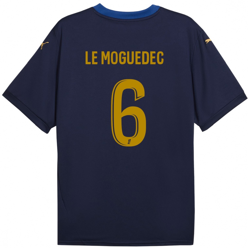 Hombre Fútbol Camiseta Anaële Le Moguédec #6 Azul Marino Dorado 2ª Equipación 2024/25 Perú