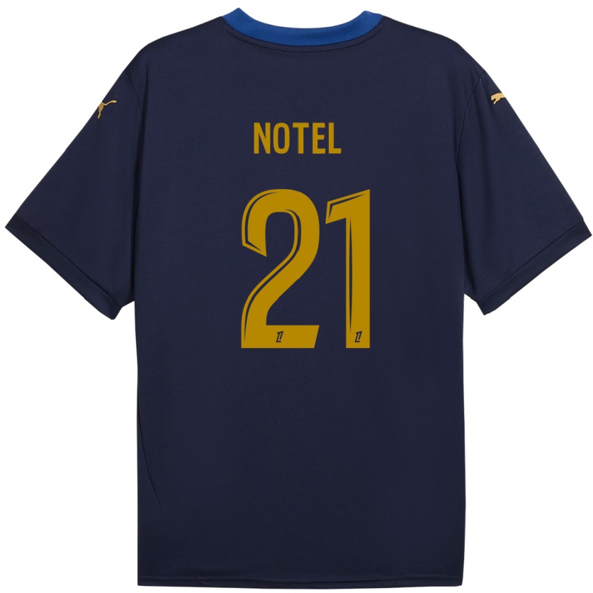 Hombre Fútbol Camiseta Lea Notel #21 Azul Marino Dorado 2ª Equipación 2024/25 Perú